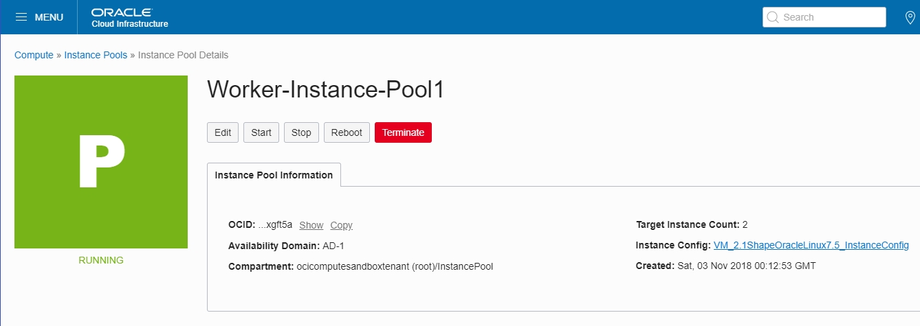 Instance Pool Running