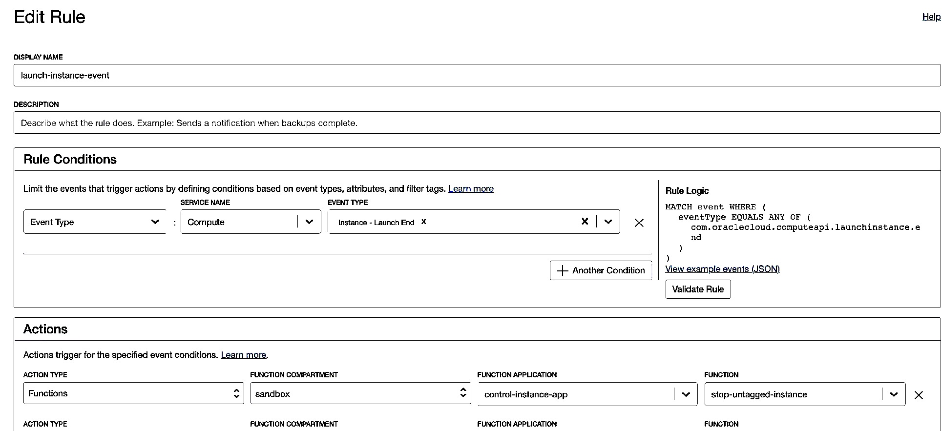 Screenshot that shows the Edit Rule dialog box with the specified values entered.
