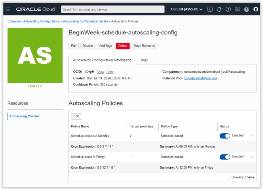 Oracle Cloud Autoscale