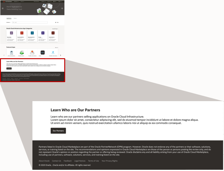 A screenshot of the home page with the section on partners expanded.