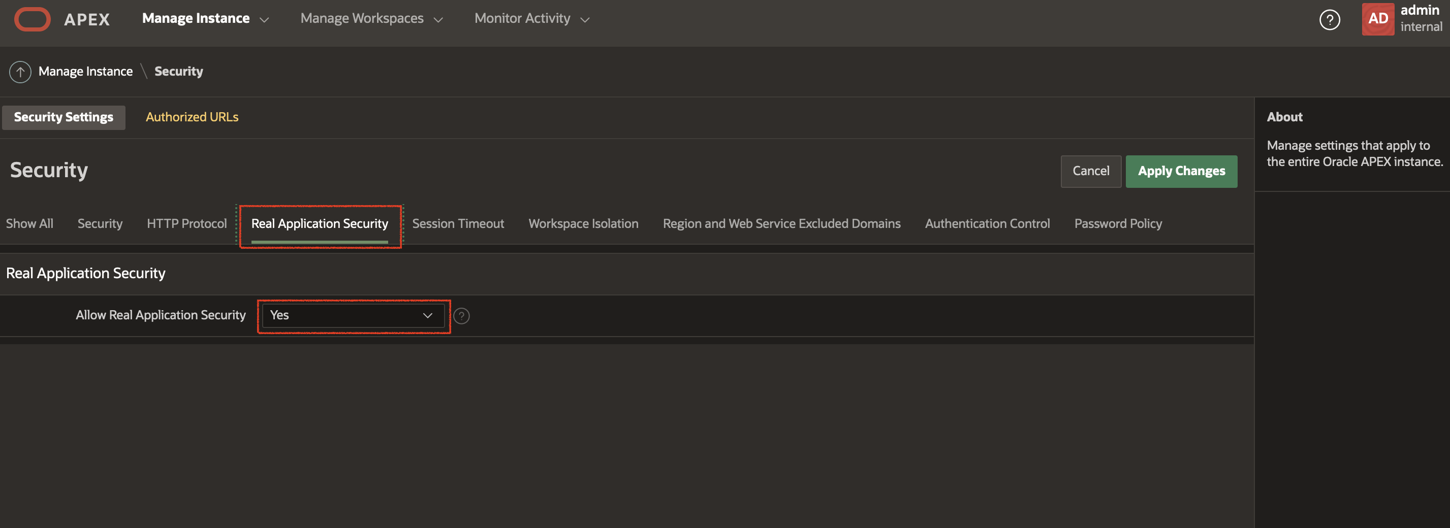 Security enforcement in multi-tier applications using Oracle RAS