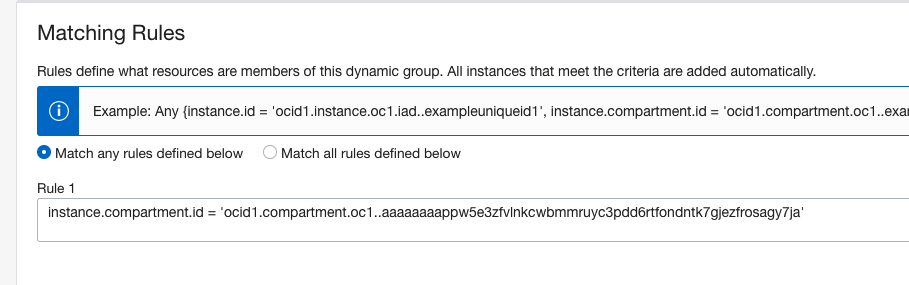 A screenshot of the Matching Rules page in the Console with the rule filled in.