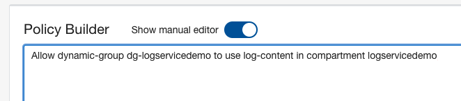 A screenshot of the Policy Builder section in the Console with the permission filled in.