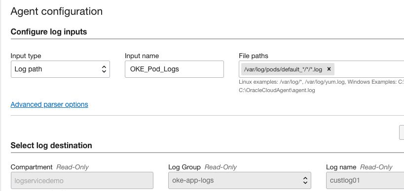 A screenshot of the Agent Configuration page with the details filled in. 