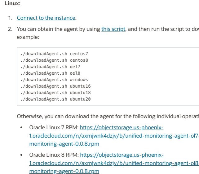 A screenshot of the instructions for downloading the agent for Linux.