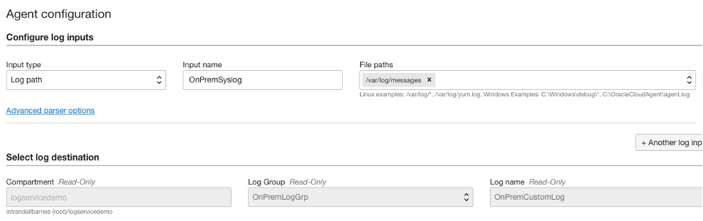A screenshot of the Agent Configuration screen with details filled in.