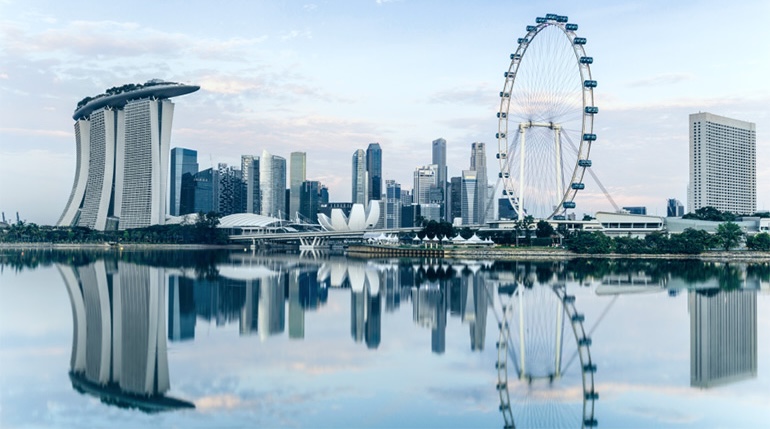 the image shows a view of Singapore