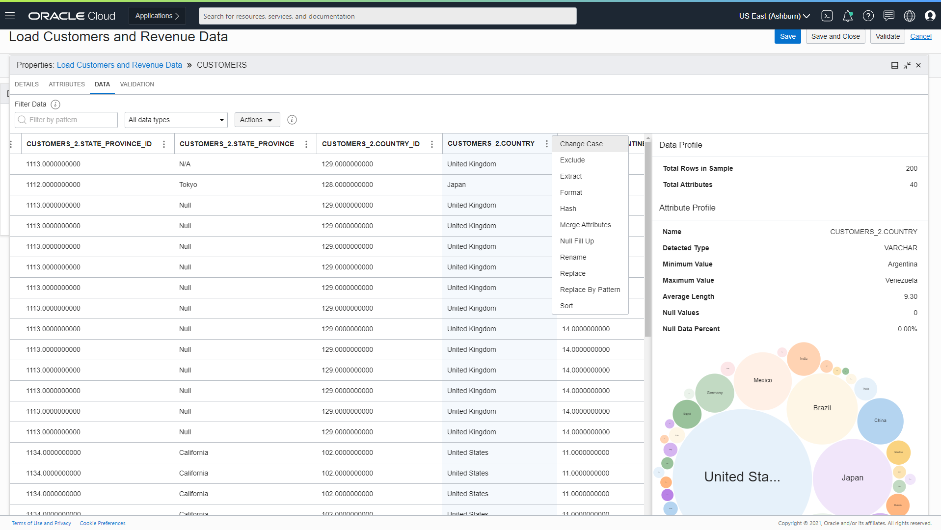 A screenshot of the customer data in Data Integration.