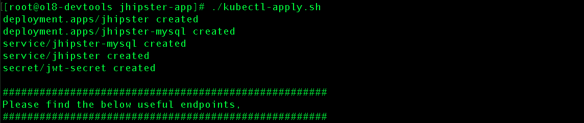 Screenshot of the command line that shows the execution of the previous command.