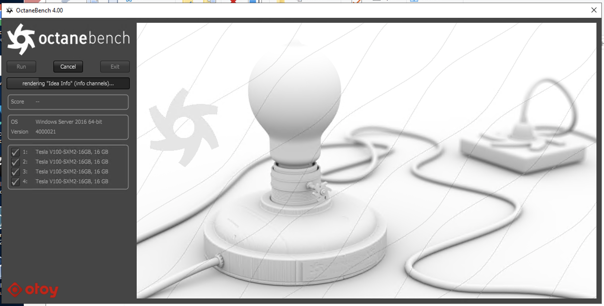 A screenshot of unrendered models in OctaneBench.