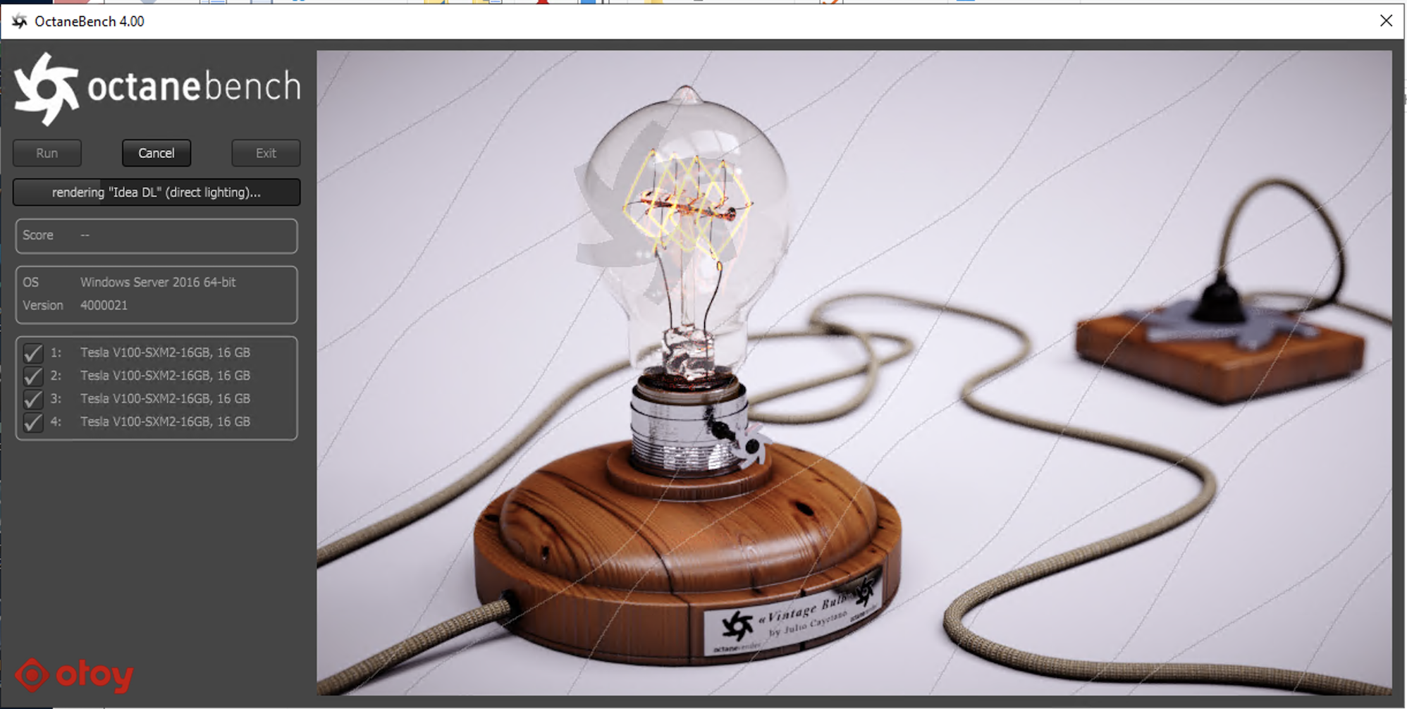 A screenshot of rendered models in OctaneBench.