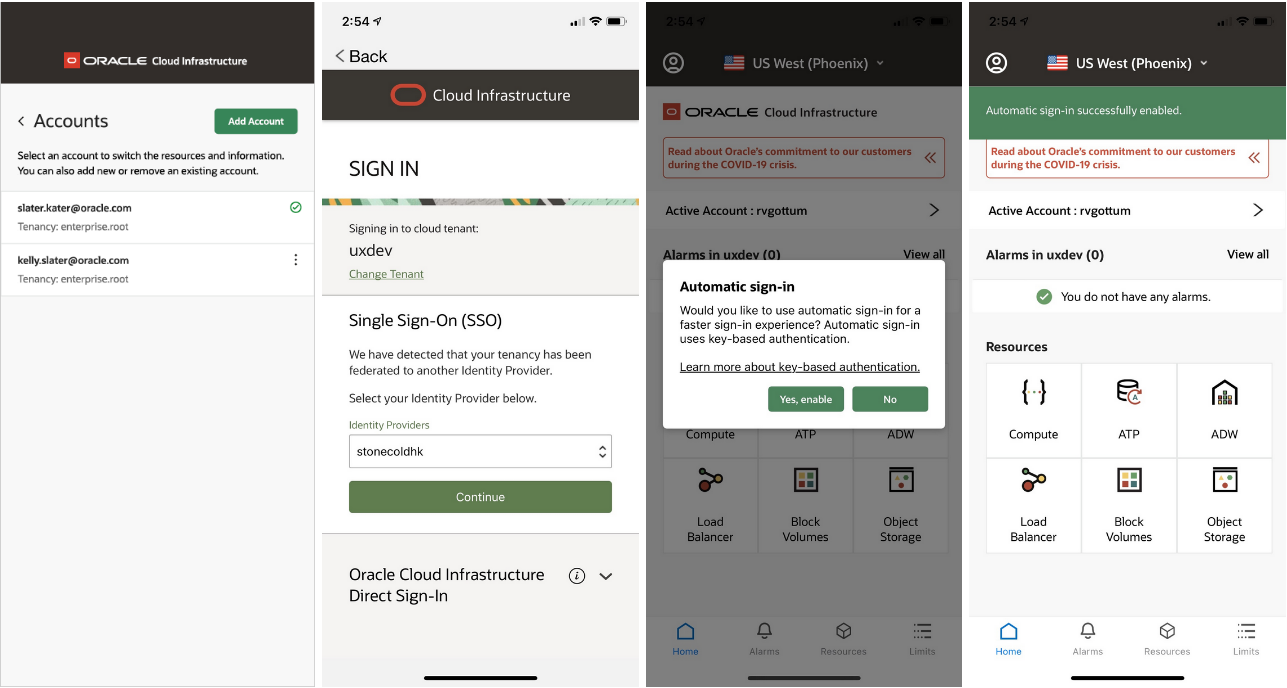 A graphic depicting the process for adding multiple accounts to OCI Mobile.