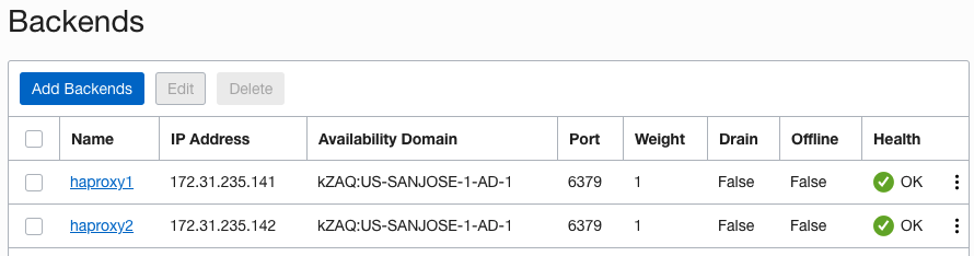 A screenshot of the backends associated with the example.