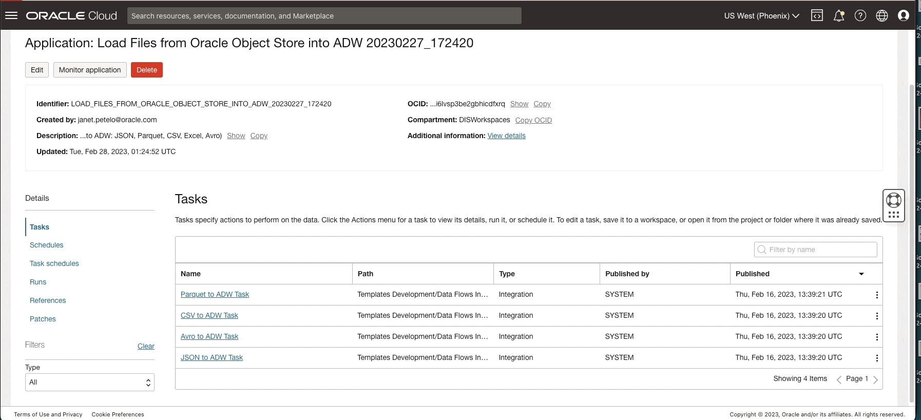 A gif showing the configuration of parameters of the application created from a template.