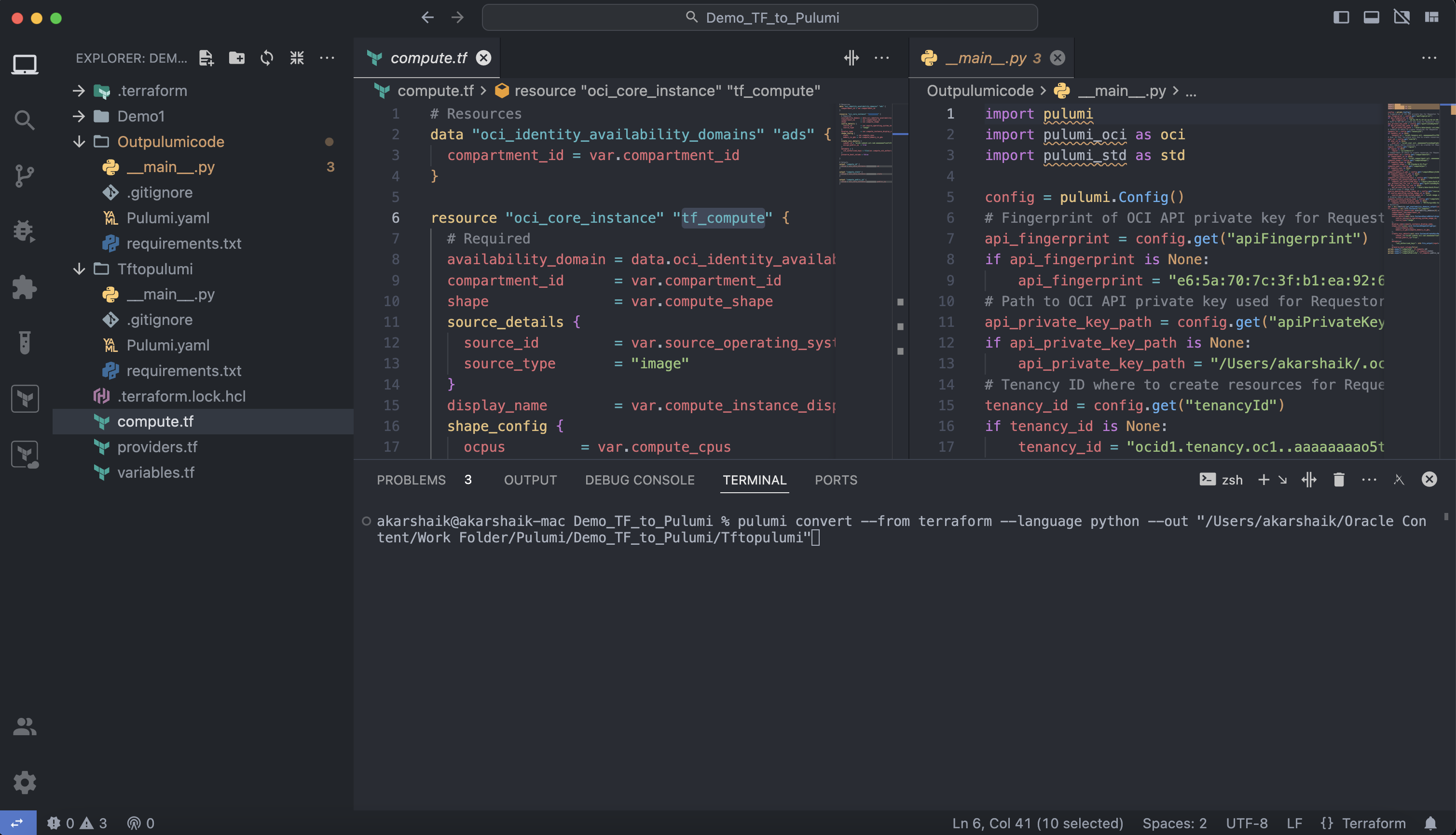 Terraform to Pulumi Python Conversion 