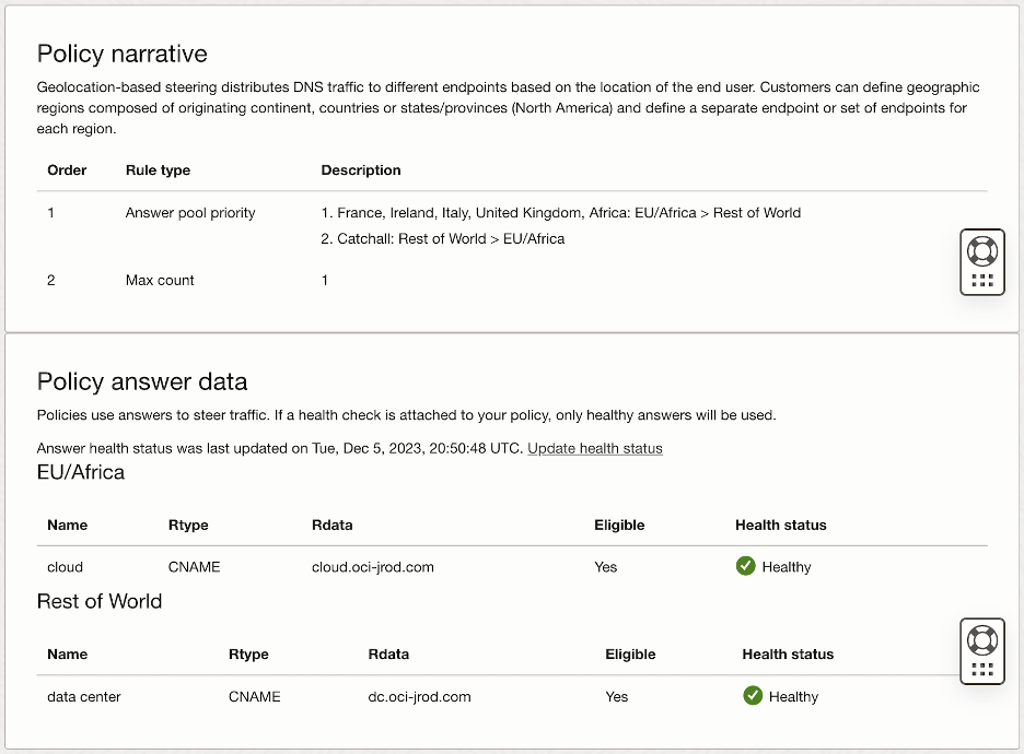Figure 3: A Traffic Management geolocation steering policy where selected countries and continents receive a unique answer versus the rest of the world.
