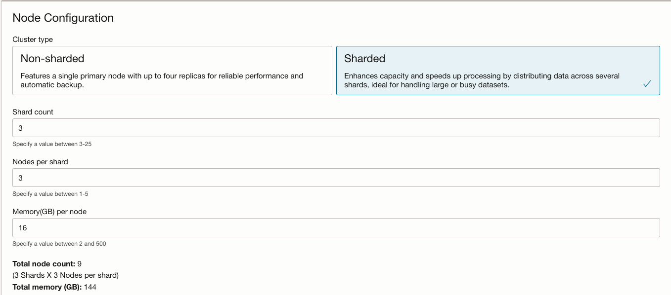 Sharded option in OCI Console