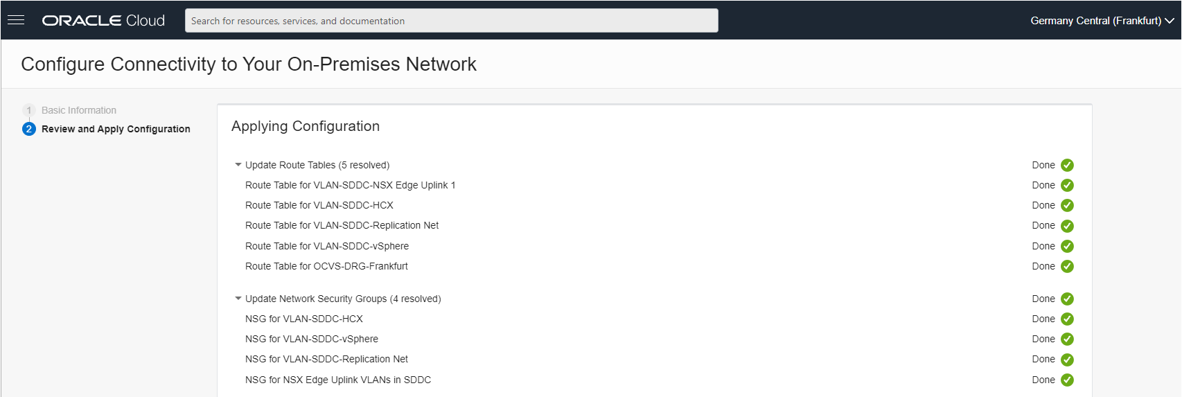 A screenshot of the same page on the Review and Apply Configuration tab, showing the configurations being applied.