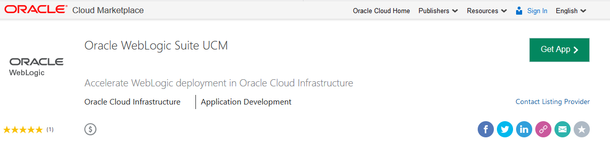 Screenshot that shows a listing on the Oracle Cloud Marketplace.