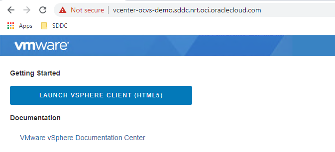 A screenshot of the VMware page, showing the Launch vSphere Client button.