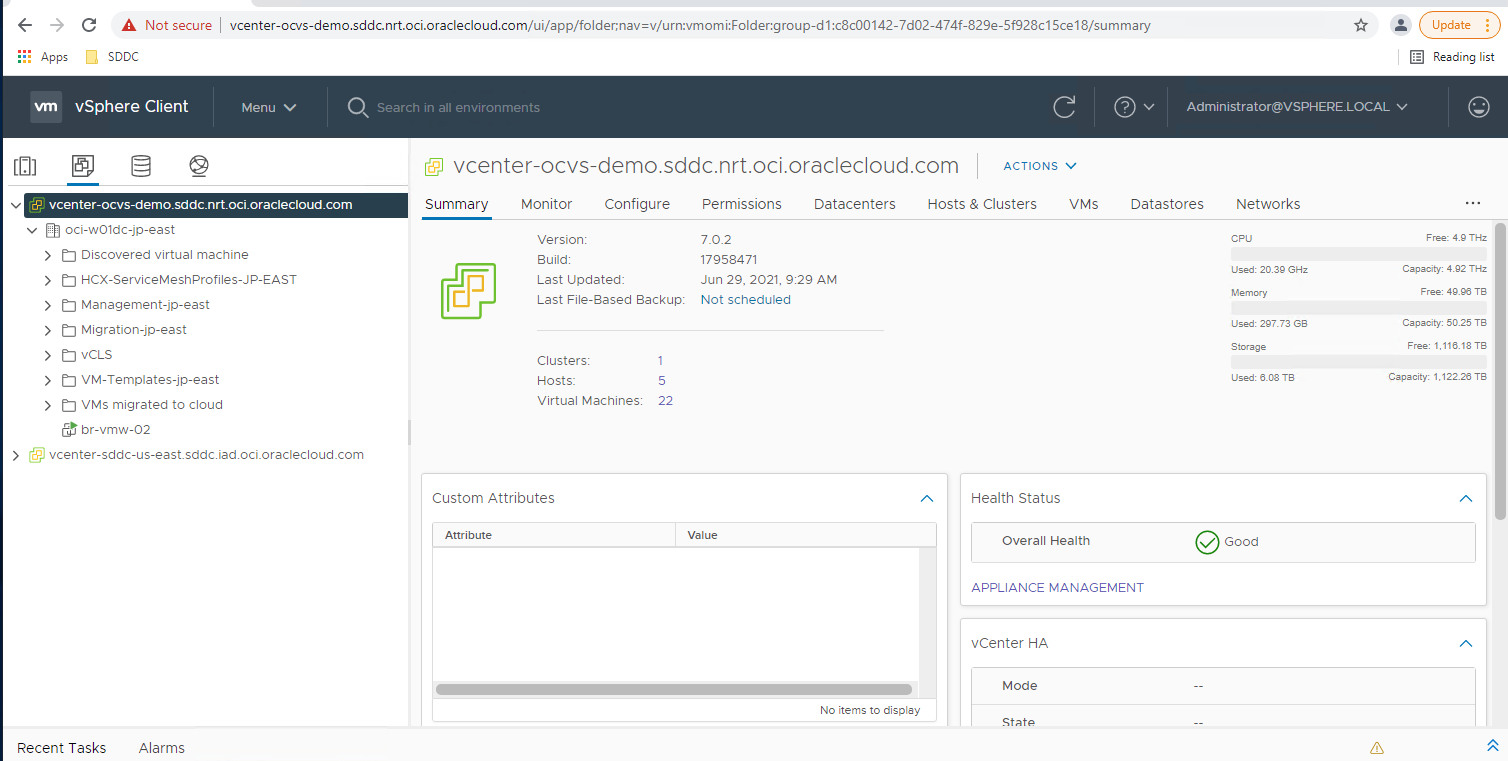A screenshot of the selection page in the vSphere Client.