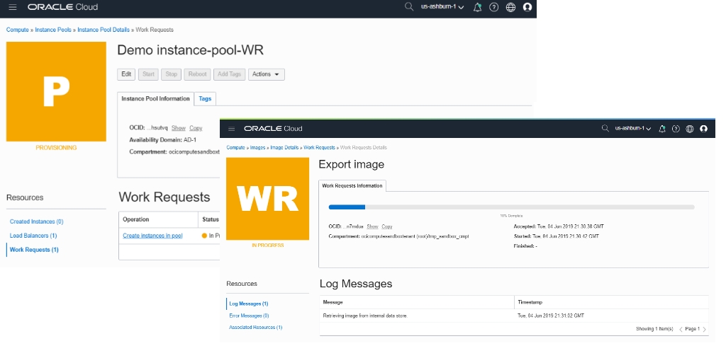 Oracle Cloud Infrastructure Work Requests