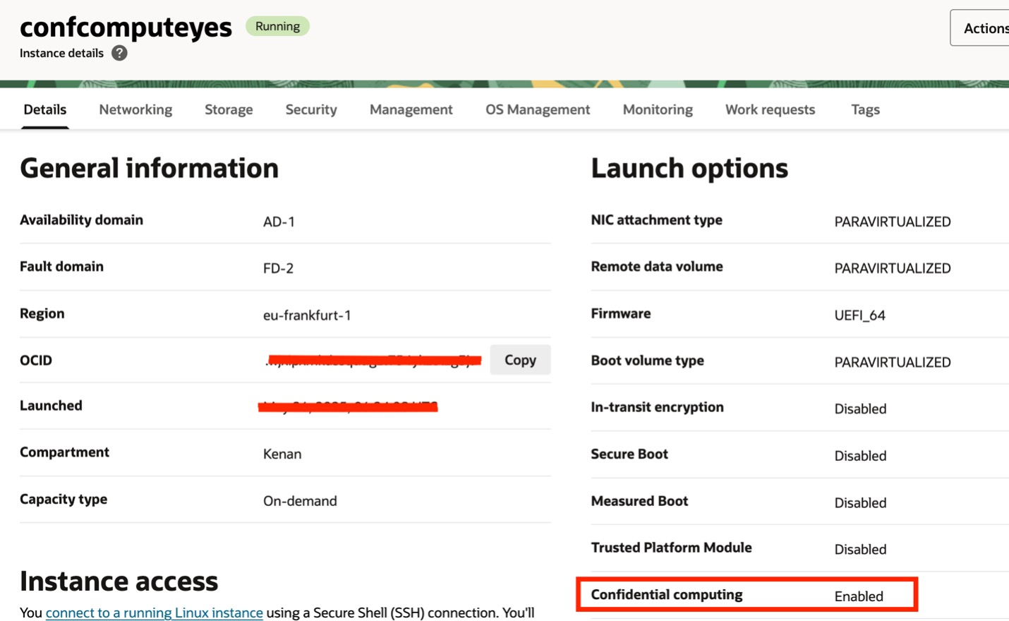 Confidential Computing Enabled VM
