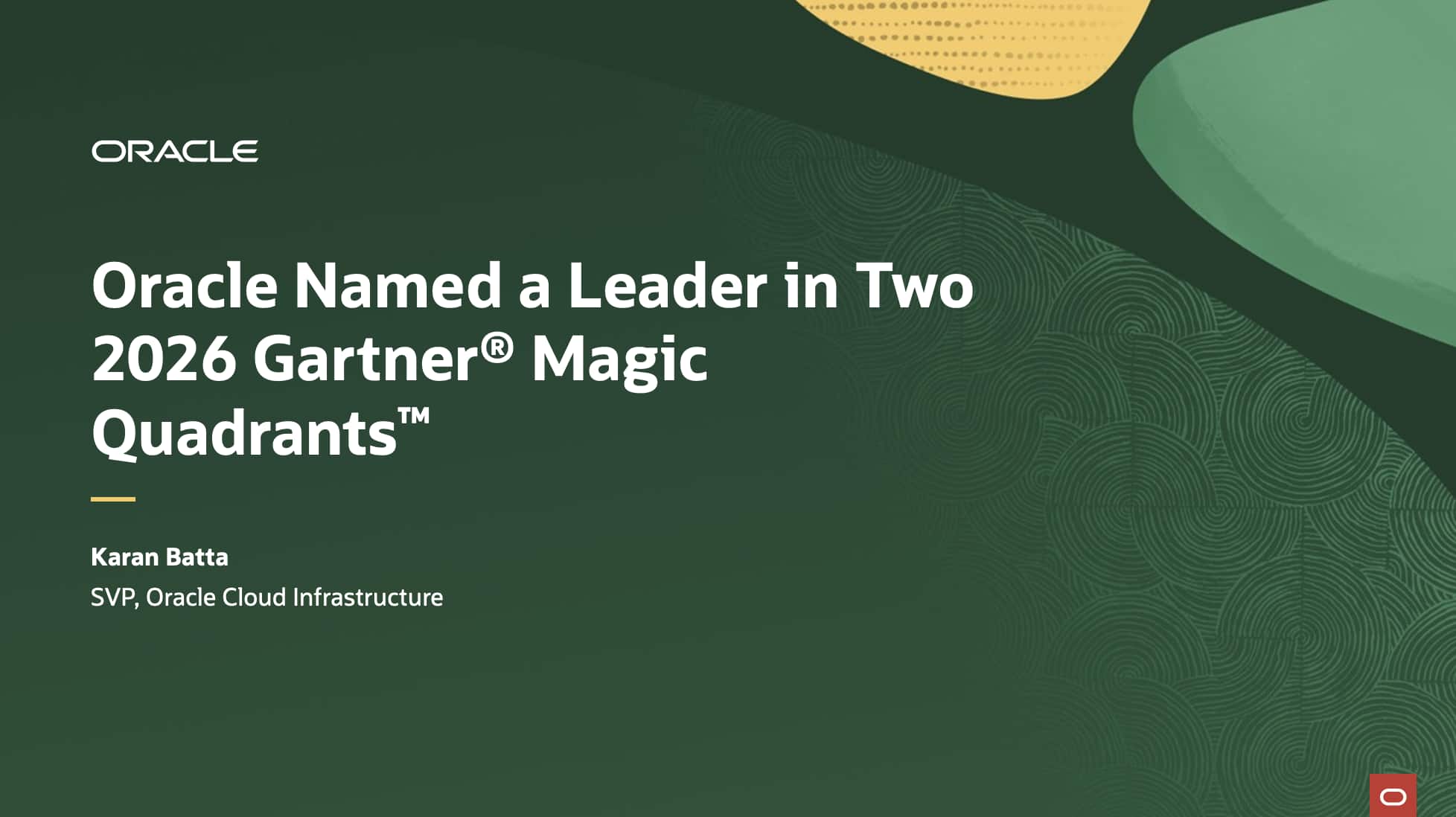 Oracle Named a Leader in Two 2026 Gartner® Magic Quadrants™