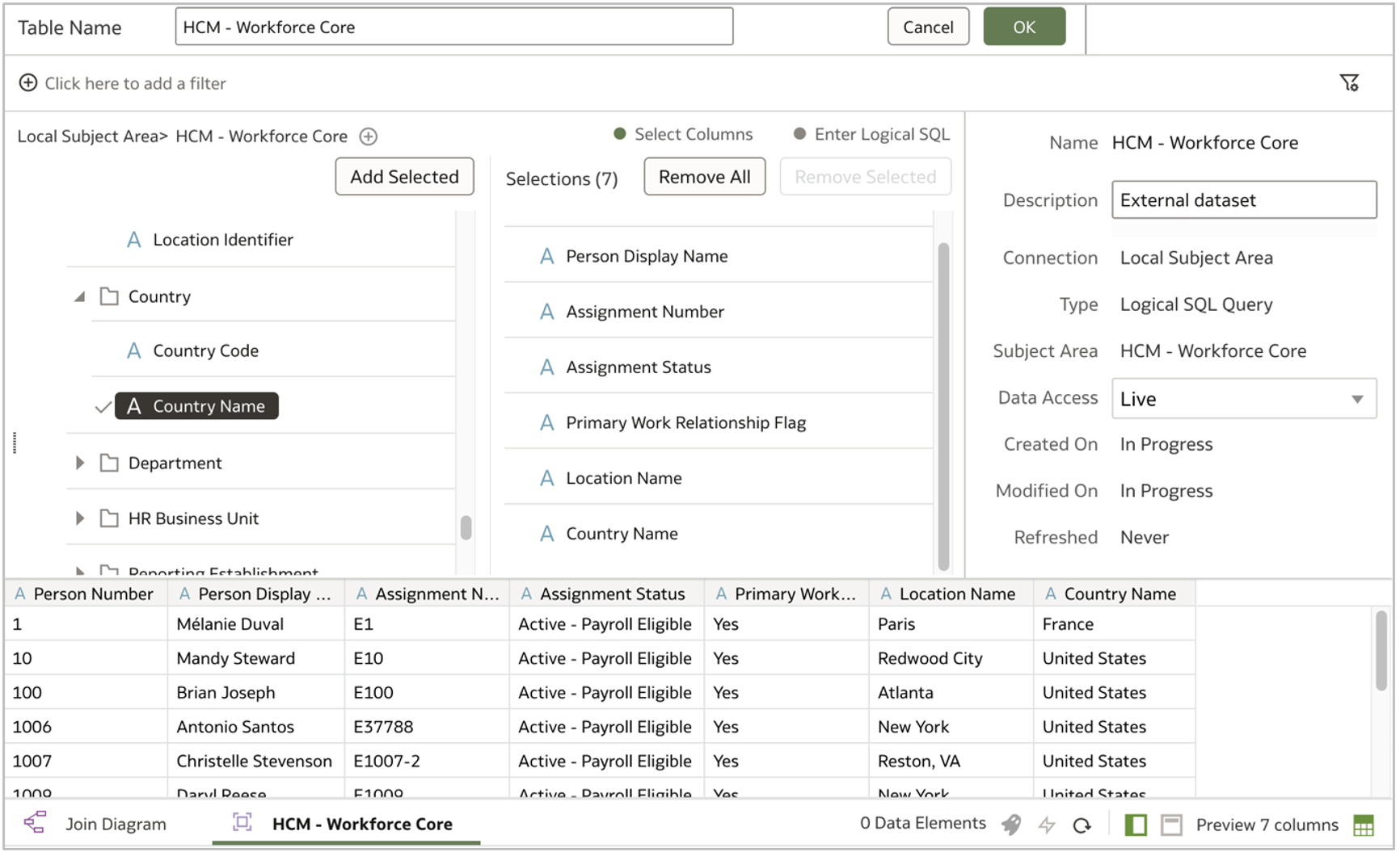 Attributes selection in dataset
