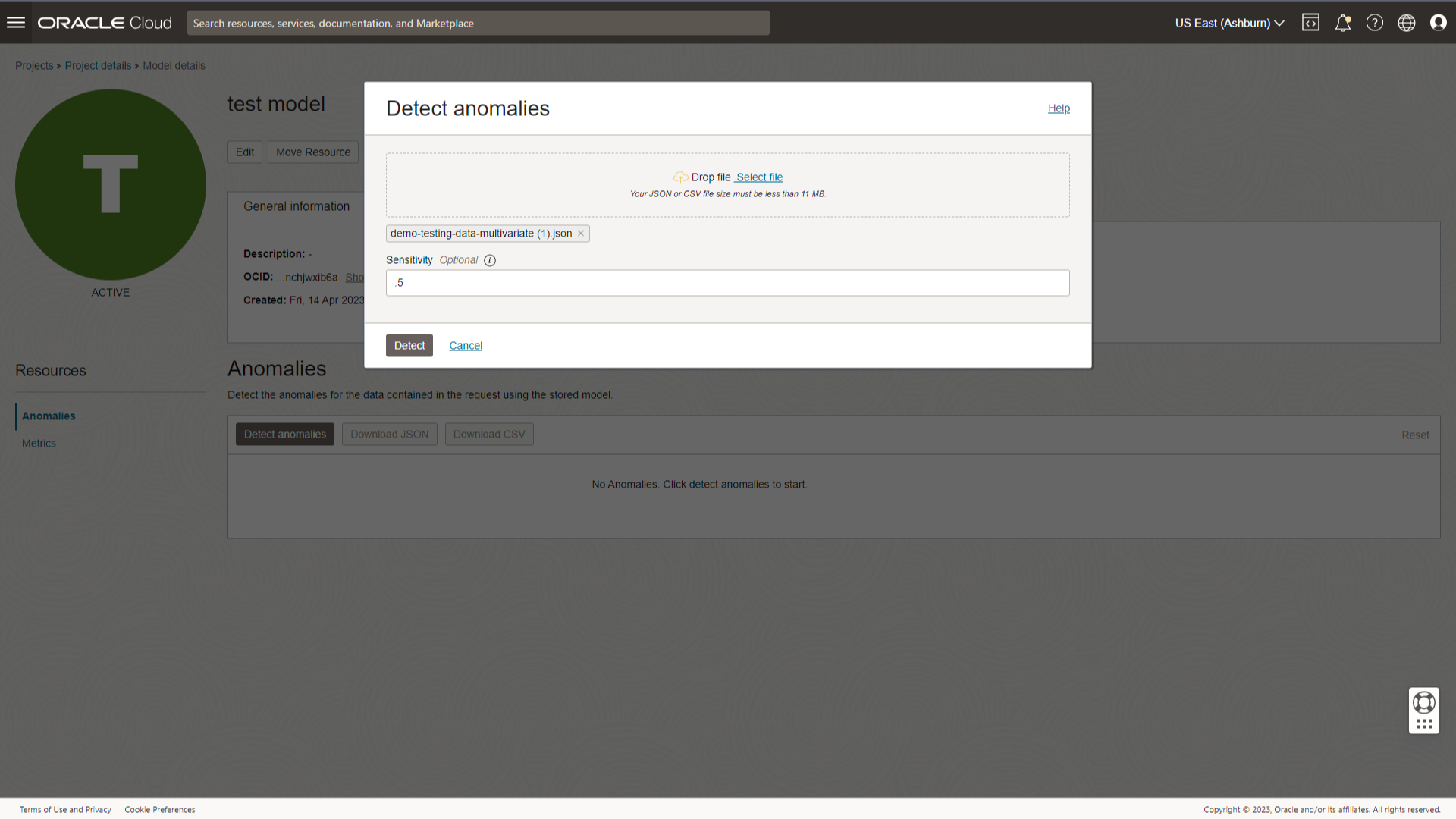 Upload Sample Data and Set Sensitivity