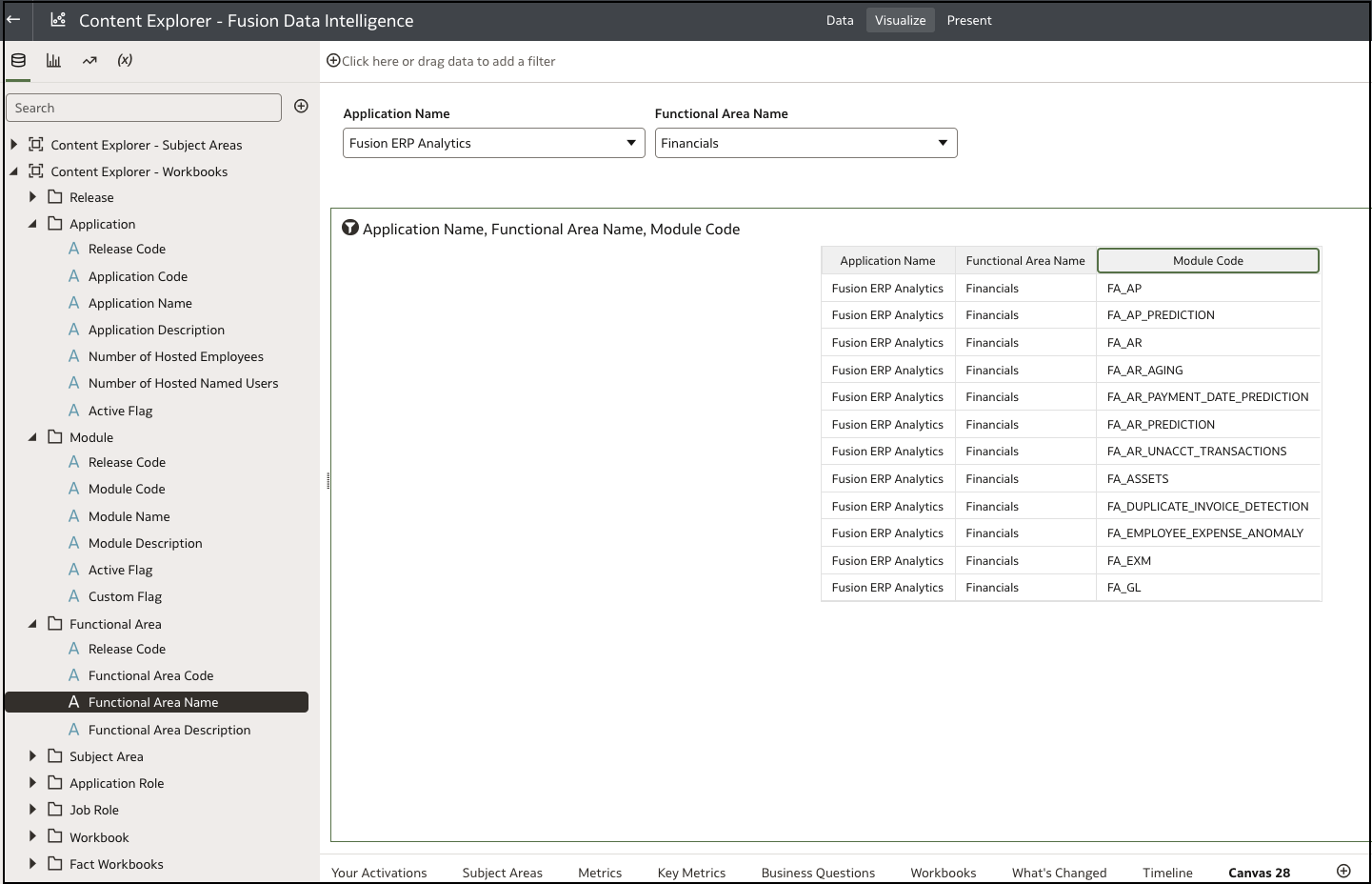 Prebuilt model explorer report