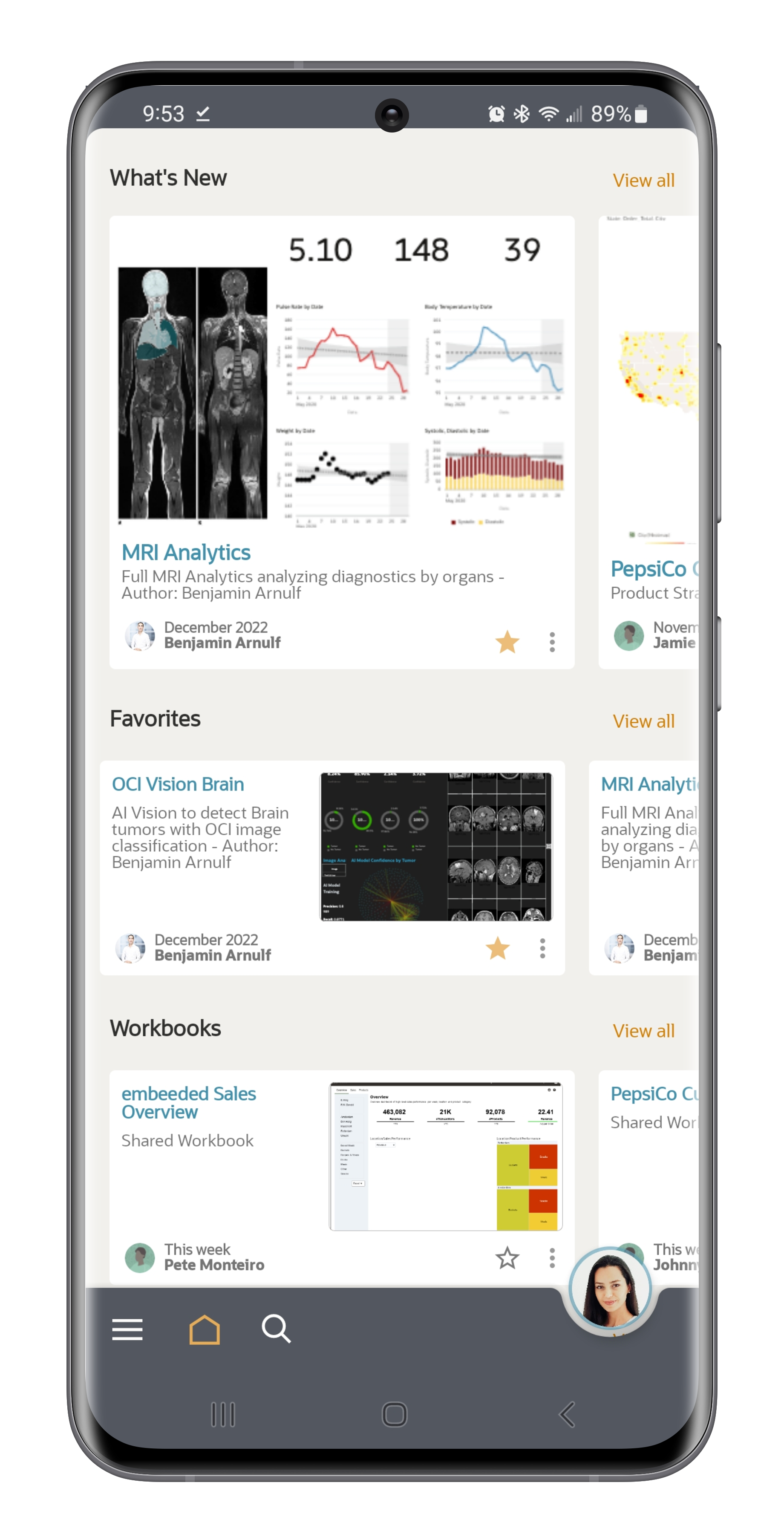 OAC Mobile App Home Page
