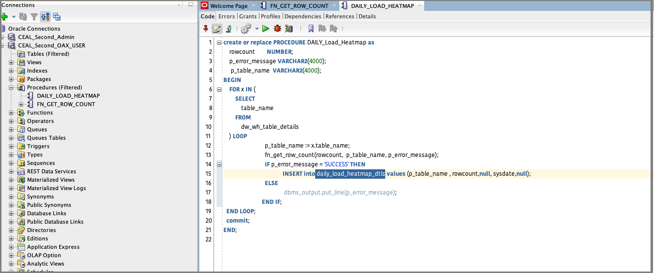 stored procedure to populate full row counts