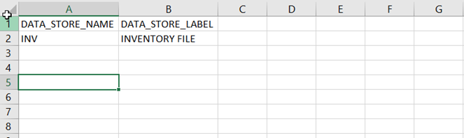 Example of the contains of the csv file