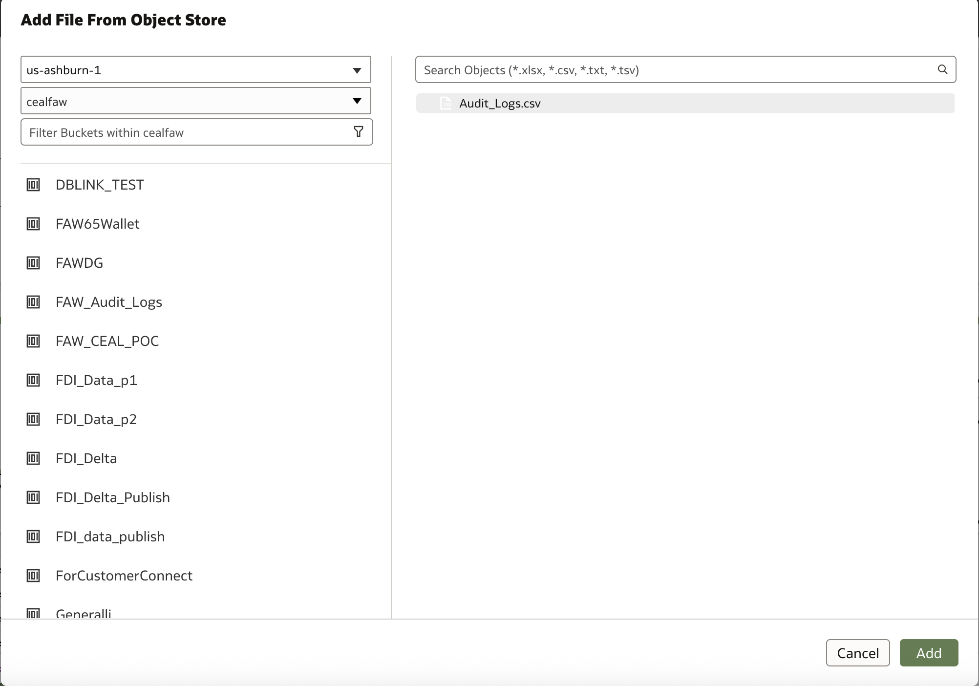 Select CSV File from Bucket