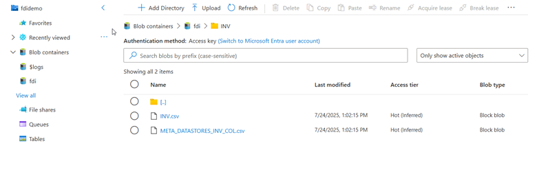 main datafile and metadata file structure