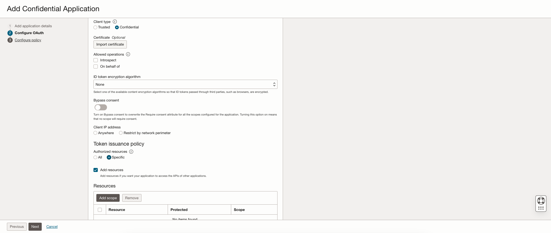 Add Confidential Application Screen 4