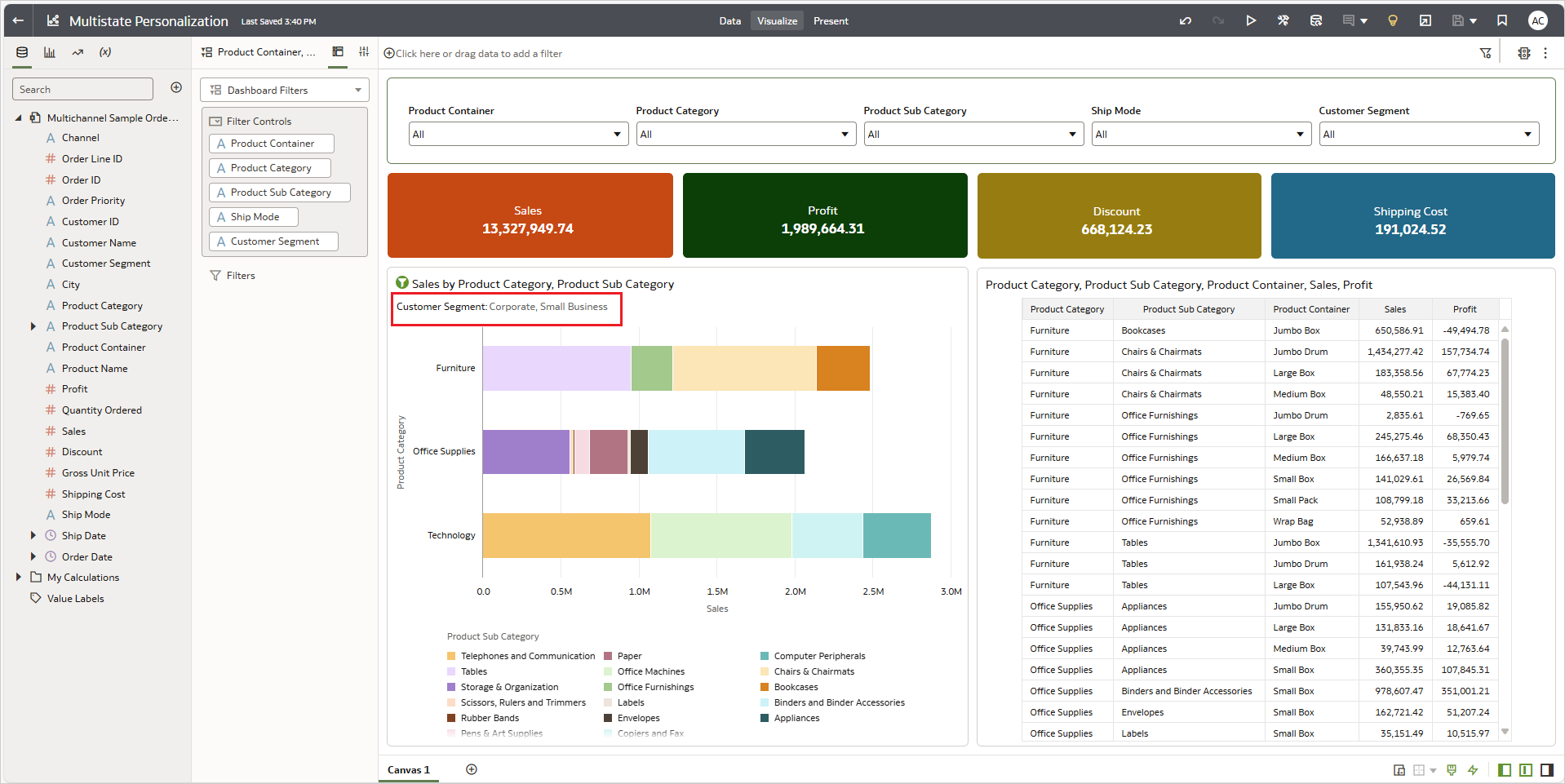 Author's filter selections for original state