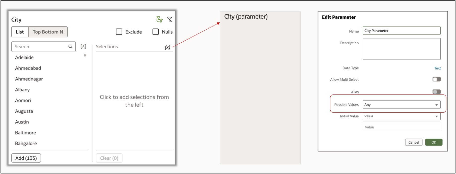 Bind parameter to list filter 1