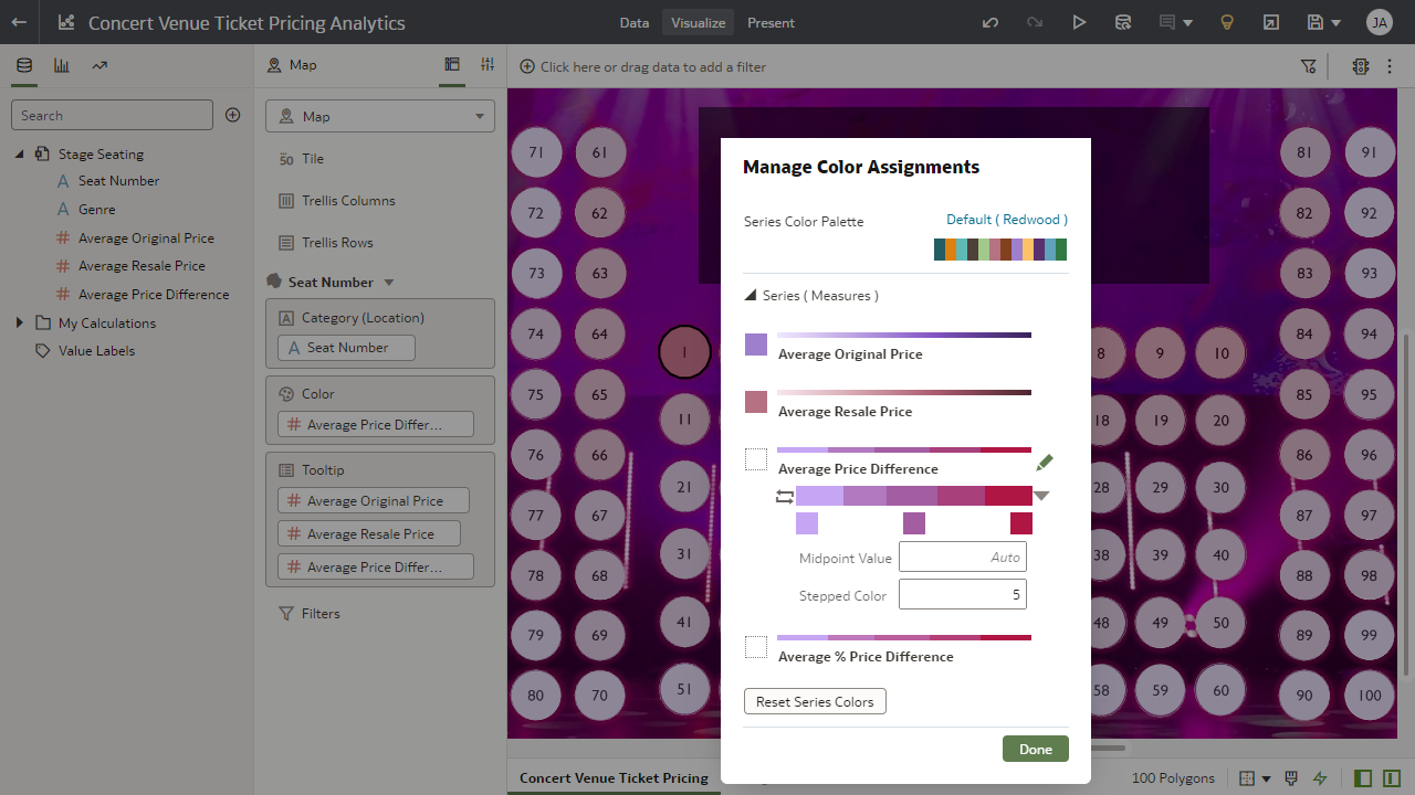 Manage Color Assignments for the data points in the Map visualization