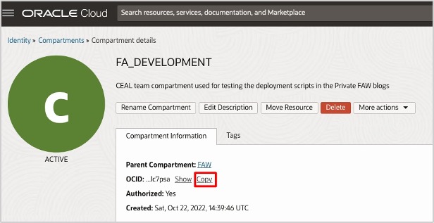 Compartment OCID