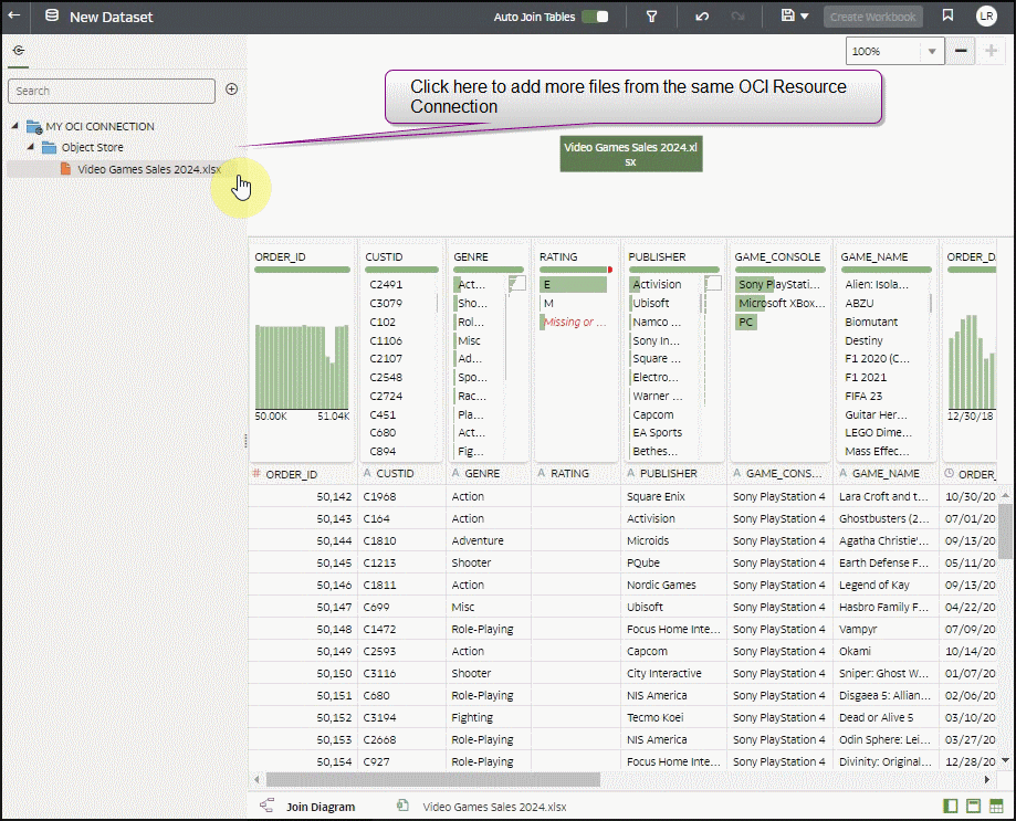 Adding another file from the same OCI Resource Connection