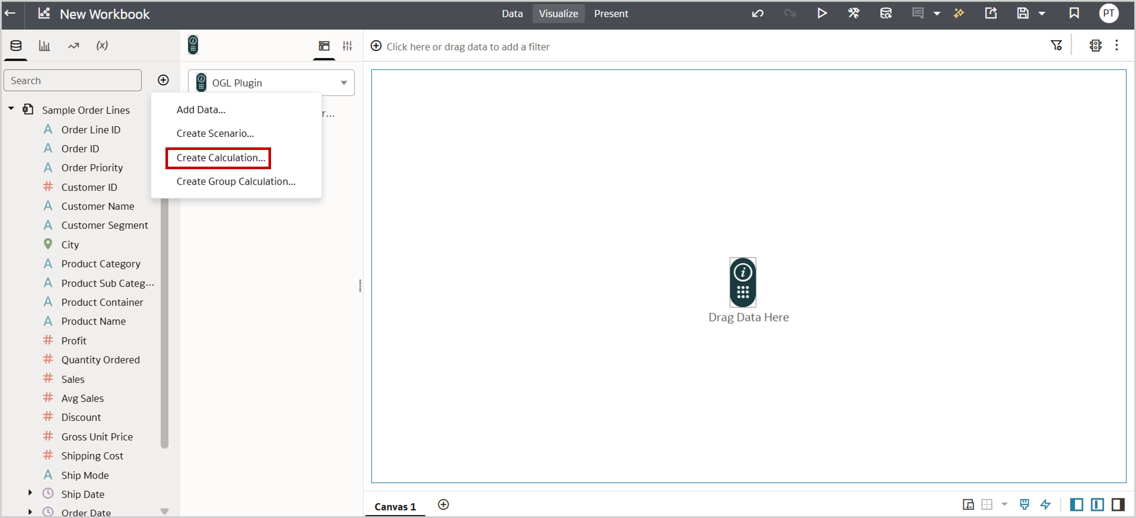 Figure: Creating a calculation