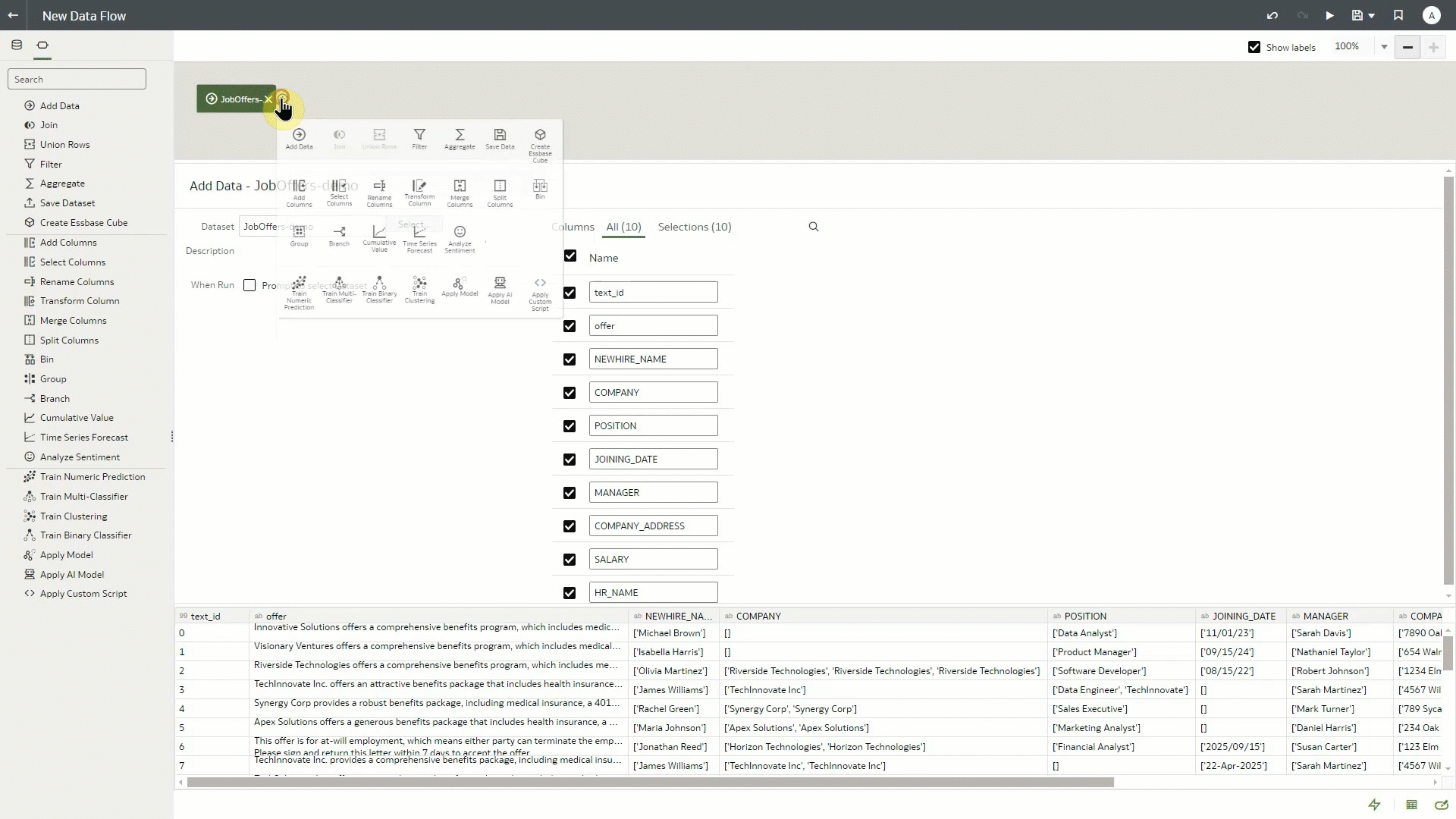 Figure 1: Ability to execute custom AI Language models within OAC