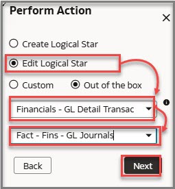 Select Edit Logical Star and choose Out of the box.