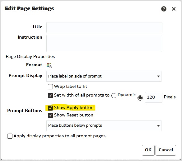 Prompt Page Settings