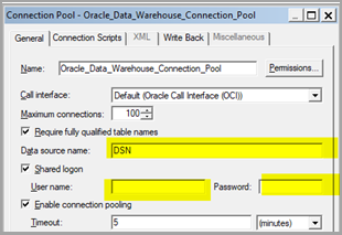 Before: Data source name: DSN and Username/Password: Blank
