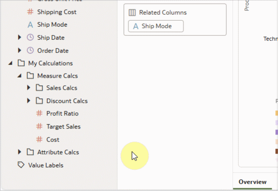 Drag and drop custom folders and calculations