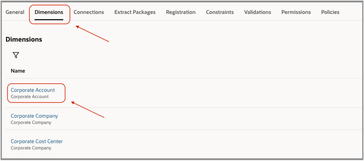 Select the Corporate Account dimension