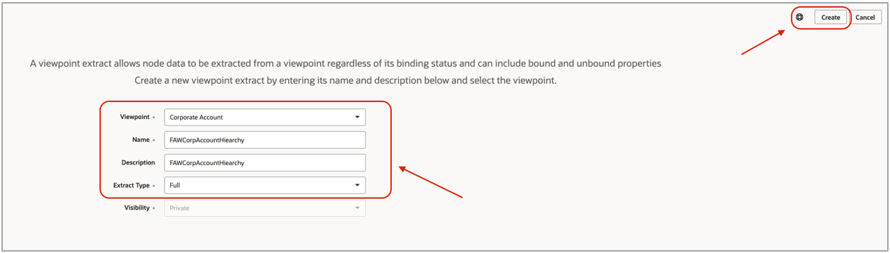 Click Create to create an Extract